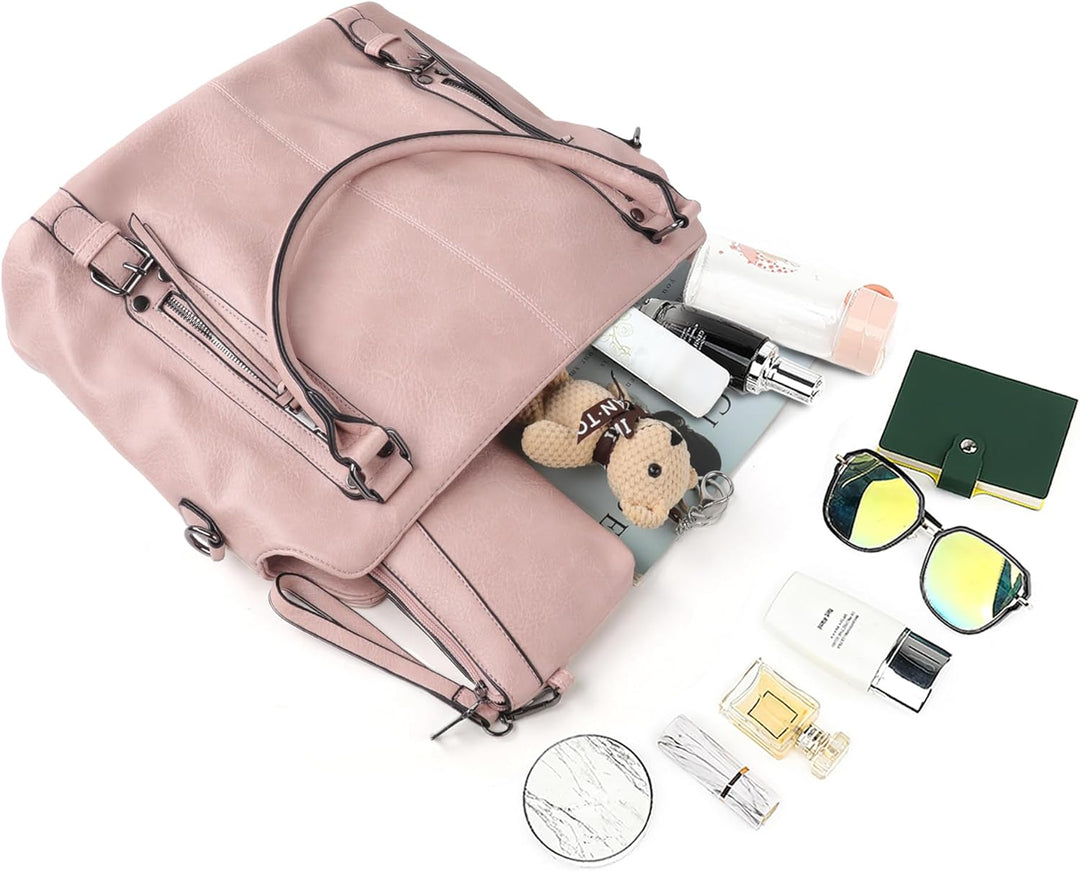 TANTOMI Handtasche Damen, Elegante Vintage Umhängetasche Gross, Weiche Schultertasche Set Damen Cros