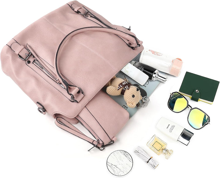 TANTOMI Handtasche Damen, Elegante Vintage Umhängetasche Gross, Weiche Schultertasche Set Damen Cros