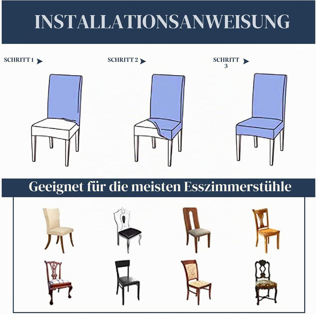 Jaotto Stuhlhussen 6 Stück Universal, Stuhlhusse Stretch 6er Set Moderne, Stuhlhussen Schwingstühle