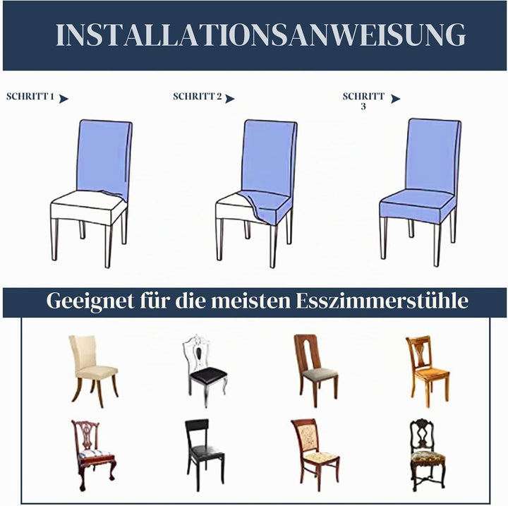 Jaotto Stuhlhussen 6 Stück Universal, Stuhlhusse Stretch 6er Set Moderne, Stuhlhussen Schwingstühle