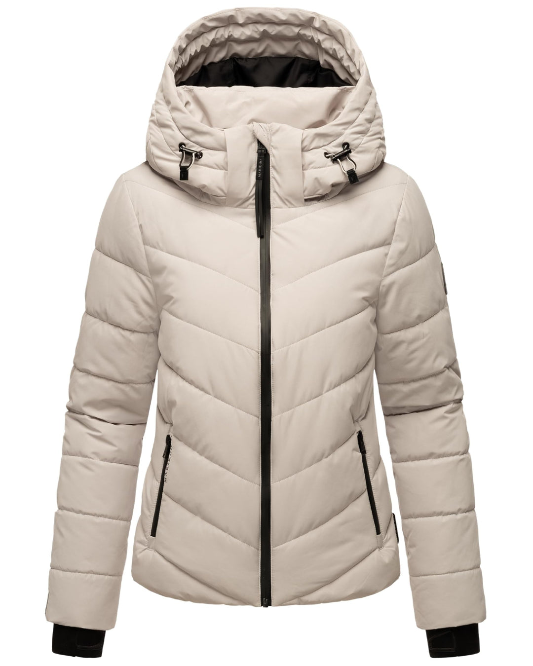 MARIKOO Damen Winterjacke warme Steppjacke mit Abnehmbarer Kapuze Samuiaa XVI XS-3XL XXL Light Grey,