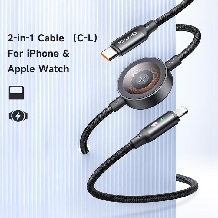 mcdodo 2 in 1 Apple Watch Ladekabel und 36W Schnellladekabel iPhone USB C 1.5M Magnetisches Ladegerä