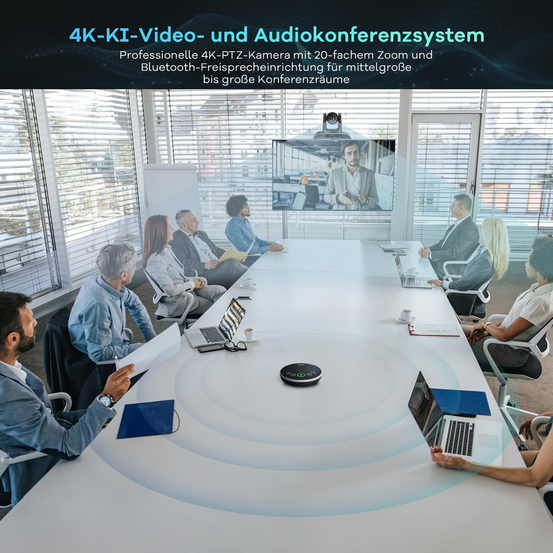 TONGVEO 4K PTZ-Konferenzraum-Kamerasystem, KI-Auto-Tracking 20-facher Zoom 4K PTZ-Kamera USB 3.0 HDM