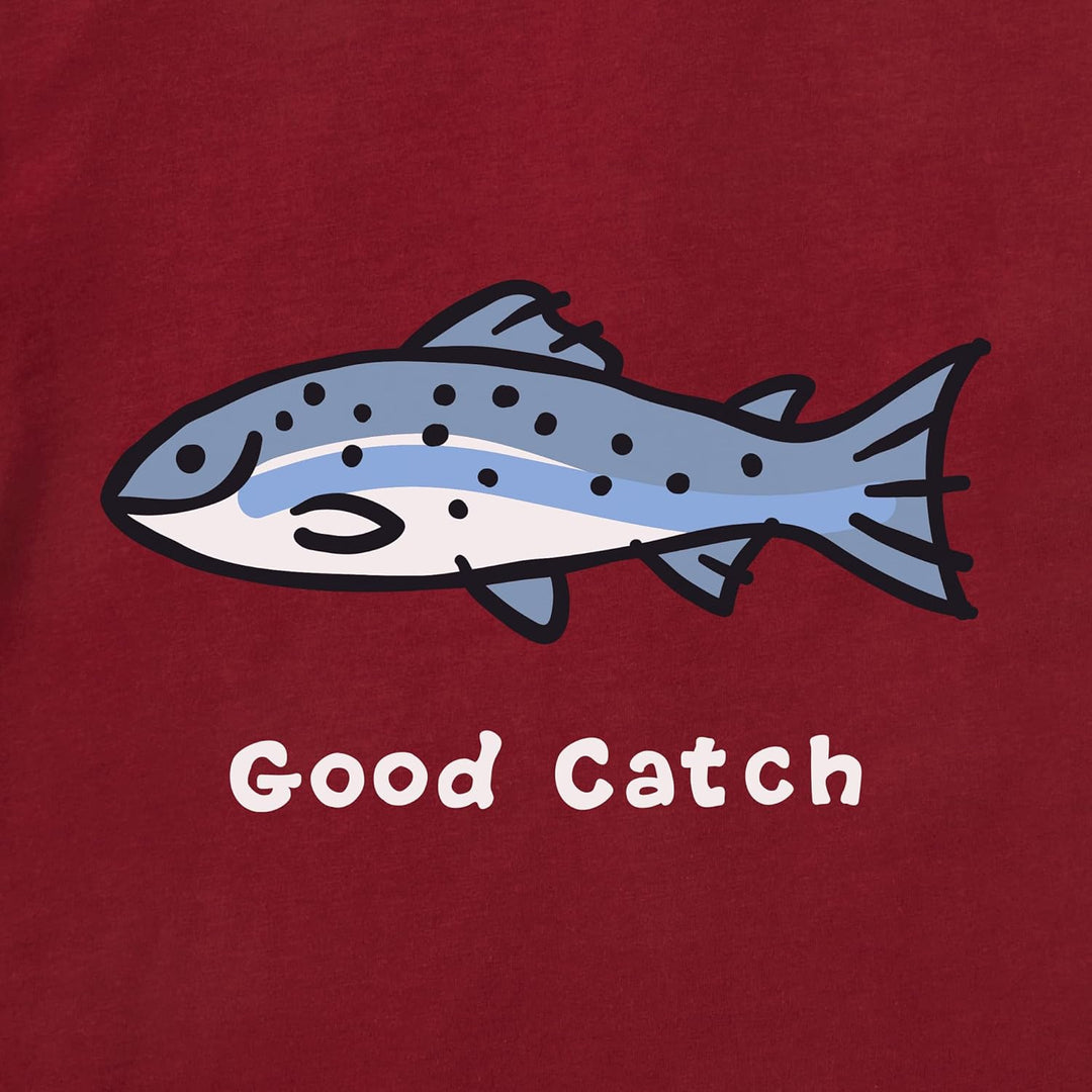 Life Is Good Herren Good Catch Fish Cotton Tee, Short Sleeve Crewneck Graphic T-Shirt T-Shirt S Adir