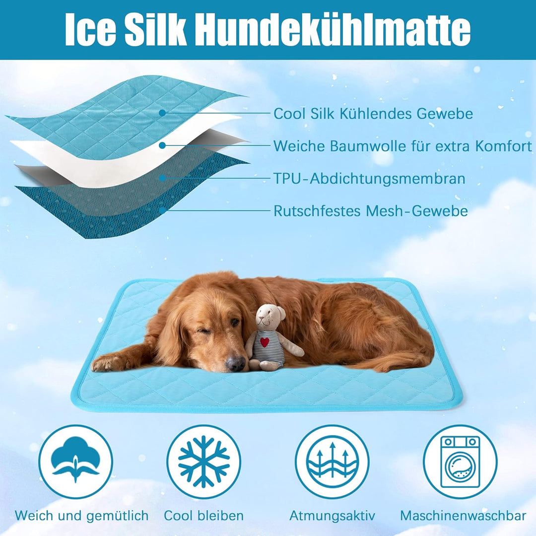 Kühlmatte für Hunde 70 x 55CM, Waschbares Hunde Kühlmatte, Selbstkühlend Hundematte für Hunde Katzen