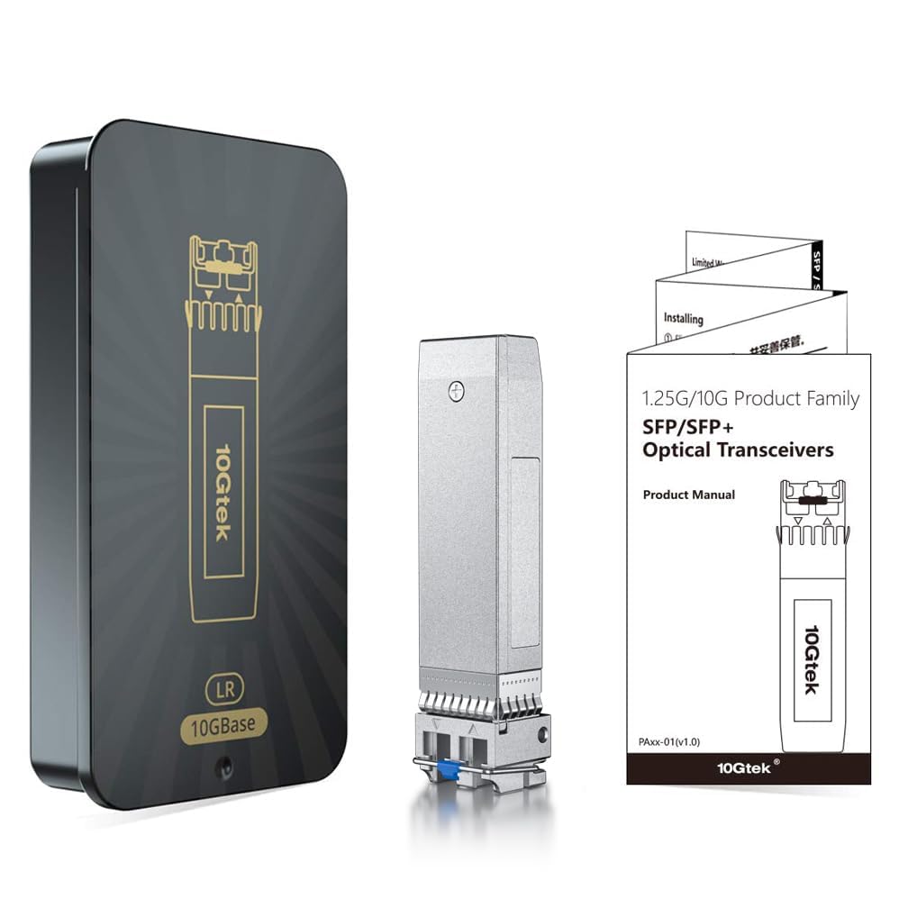 10Gtek Industrial Grade 10GBase-LR SFP+ Transceiver, 10G 1310nm SMF, up to 10 km, Compatible for Cis