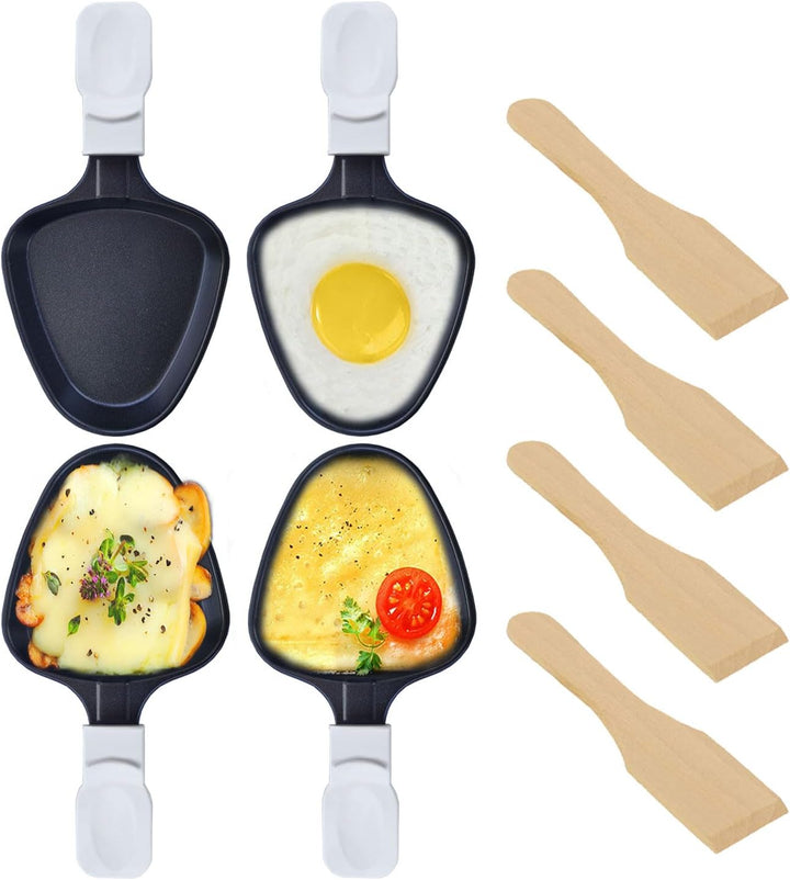 Kosmosta Pfännchen Mini 4 Stücke Antihaftbeschichtet Grill Pfännchen Dreieck Mini Raclette Grill mit