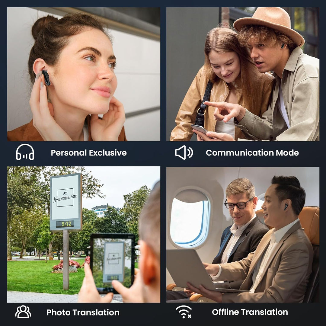 AI Kopfhörer Übersetzer, 3-in-1 Sprachübersetzer Kopfhörer 150+ Sprachen mit App, 6 Übersetzungsmodi