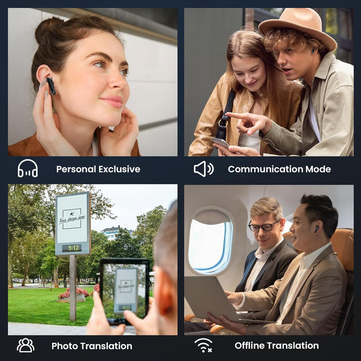 AI Kopfhörer Übersetzer, 3-in-1 Sprachübersetzer Kopfhörer 150+ Sprachen mit App, 6 Übersetzungsmodi