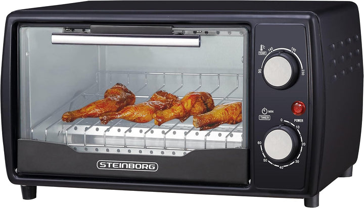 Mini Backofen | 1000 Watt | 10 Liter | inkl. Backblech und Grillrost | Pizzaofen | 90°-230°C | 60 mi
