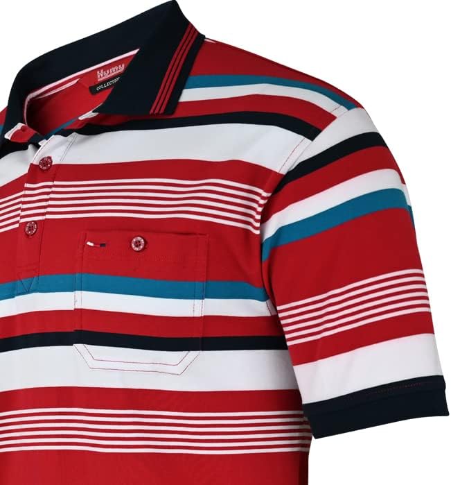 Soltice Polo Shirts Herren Kurzarm, Blousonshirts, Gestreifte Polohemden mit Brusttasche aus Baumwol