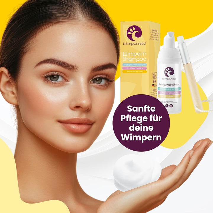 Wimpanista® Wimpernshampoo Vanilleduft für die Wimpernpflege. Ölfrei. Dermatologisch Getestet. Made