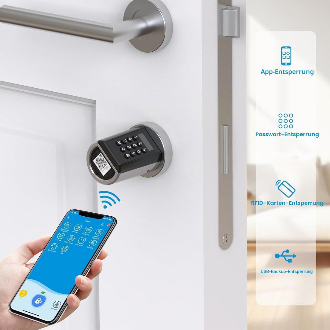 WELOCK PCB41 Elektronisches Tür-Schliesszylinder Haustür mit Zahlencode RFID-Karte APP Wi-Fi Türschl