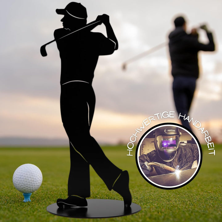 Rostikal Golf Spieler schwarz 20 cm Golfer Deko Wohnzimmmer Gartendeko Rost Skulptur Golfer 20 cm Sc