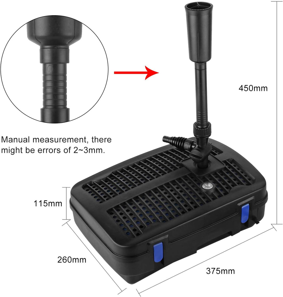 Forever Speed 4 in 1 Teichpumpe Springbrunnenpumpe mit Filter, 11W UV-Klärer, 2500l/h, mit 10m Strom