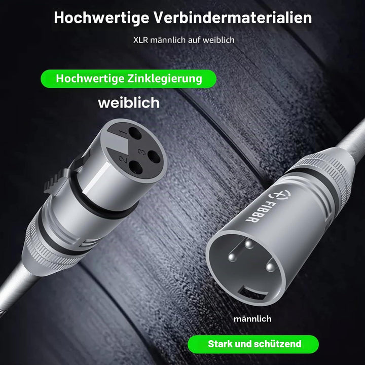 FIBBR XLR Kabel 5M, Mikrofonkabel Nylongeflecht XLR Stecker auf Buchse strapazierfähiges symmetrisch
