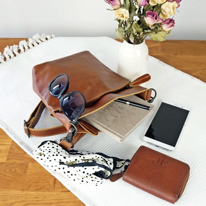LECONI kleine Umhängetasche Damen Schultertasche Handtasche Freizeittasche Damentasche Ledertasche v