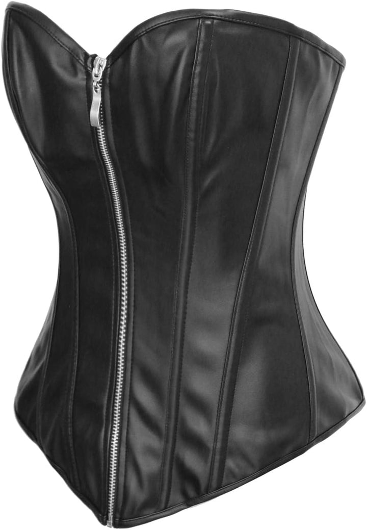 KUOSE Damen Body Shaper Dessous Gothic PVC Kunstleder Corsage Mieder Top Schwarz S Schwarz-1, S Schw