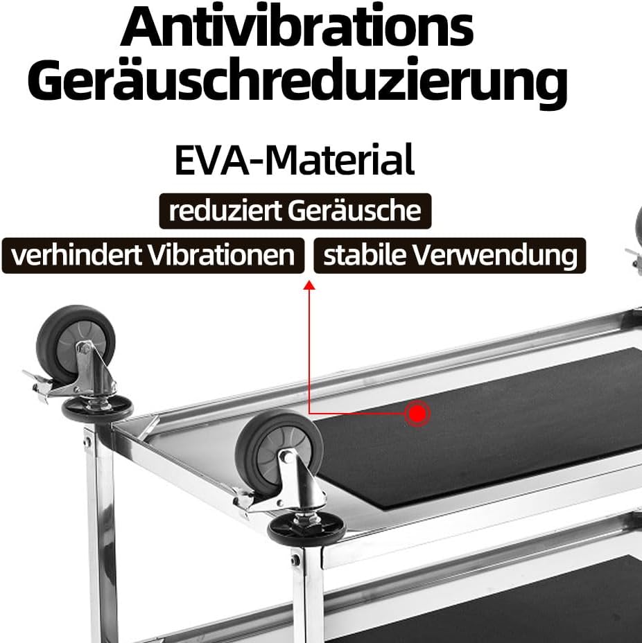 BLV servierwagen Edelstahl 3 böden mit Rollen，küchenwagen Edelstahl Küchen rollenwagen für Hotels, K