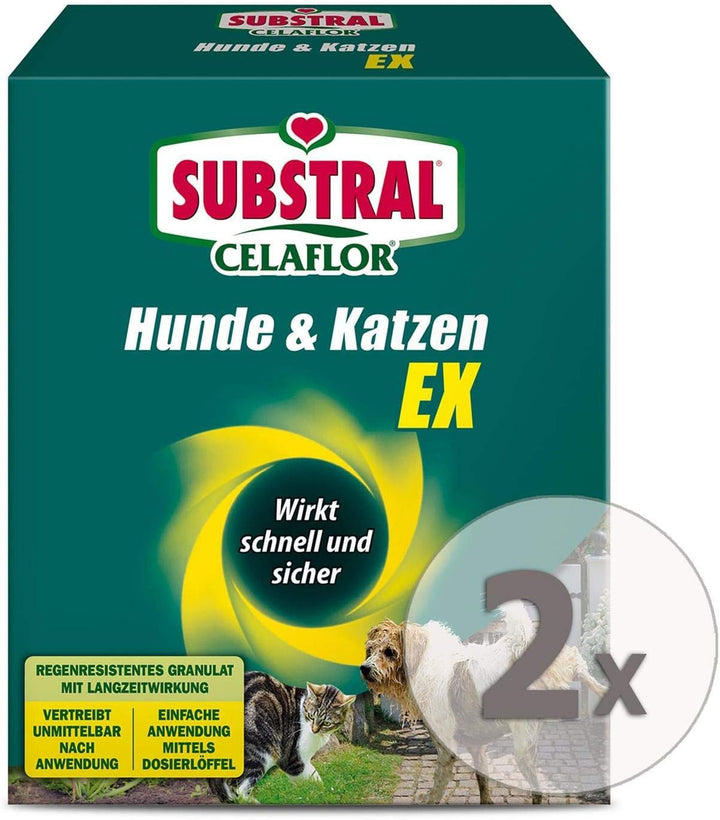 Substral-Celaflor Hunde & Katzen Ex Fernhaltemittel-Granulat Sparpaket, 2 x 200 g + Zeckenzange mit
