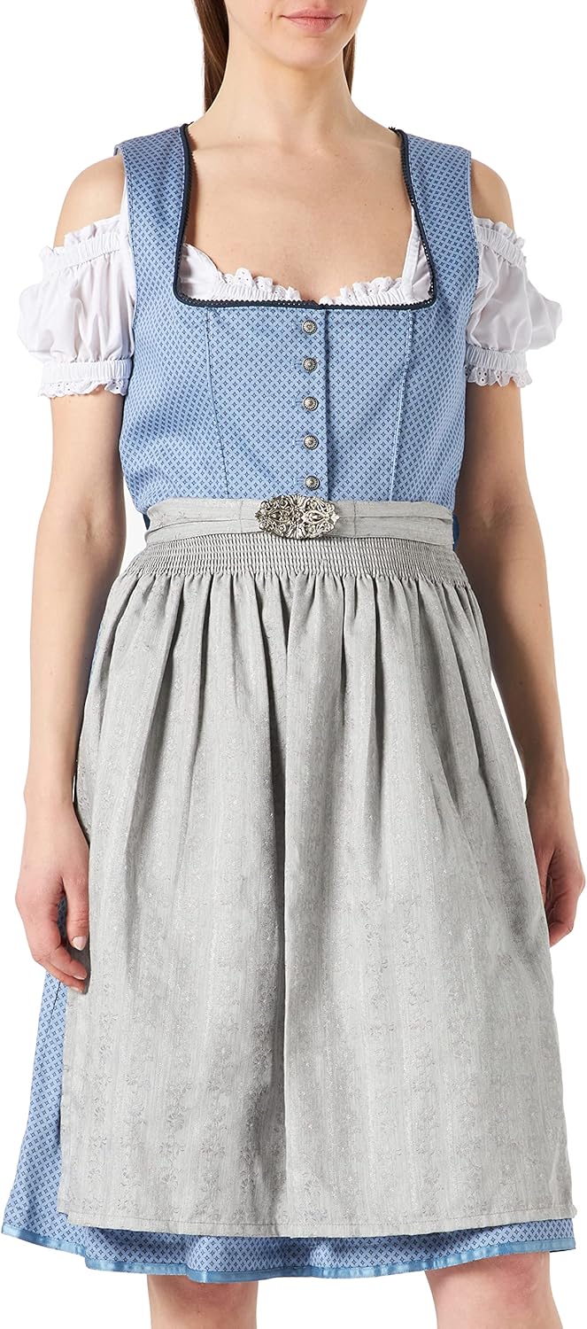 Stockerpoint Damen Dirndl INES Kleid für besondere Anlässe 34 Blau-grau, 34 Blau-grau