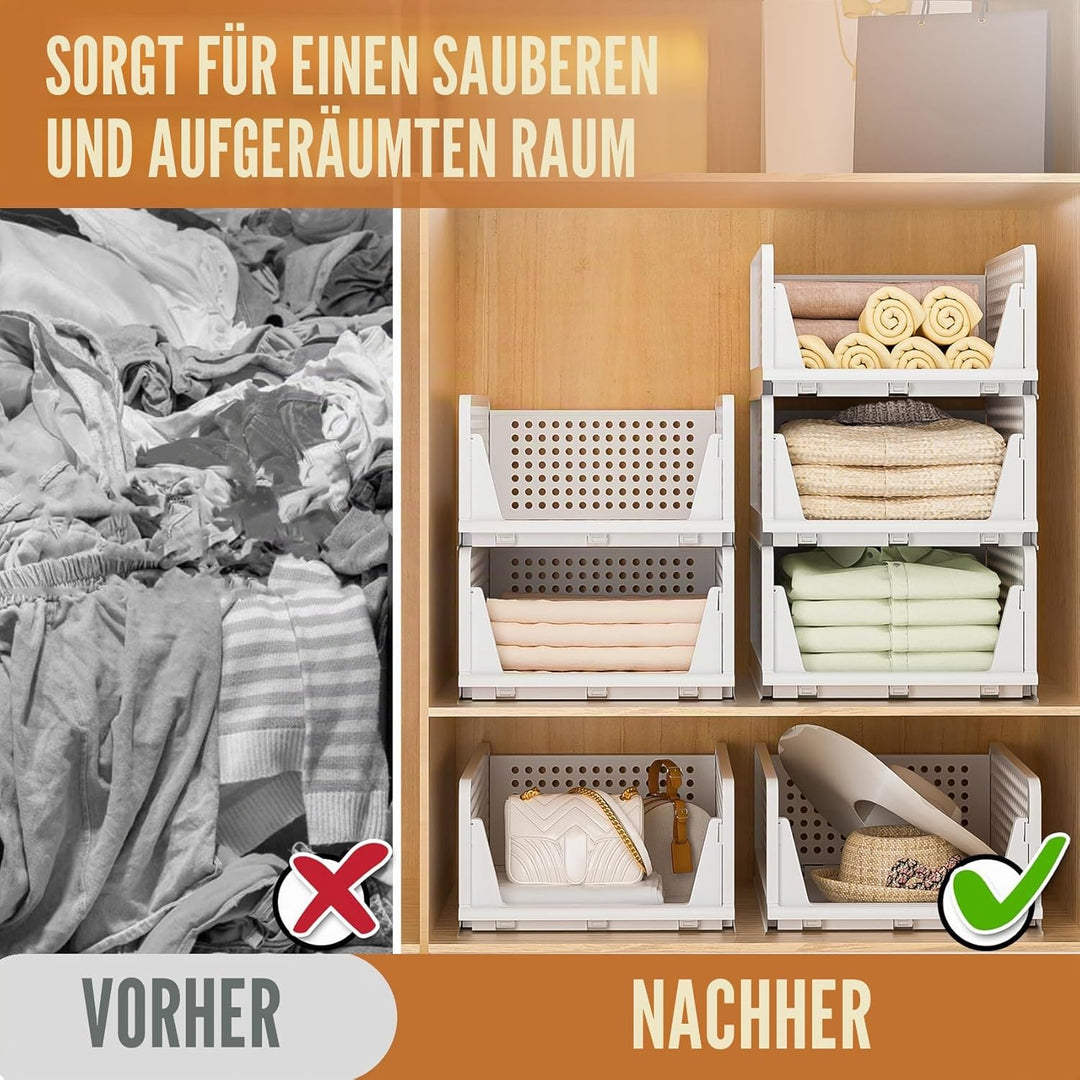 Schrank Organizer Kleiderschrank,4 Stück stapelbar Schubladen Organizer Kleidung, Ausziehbar Faltbar
