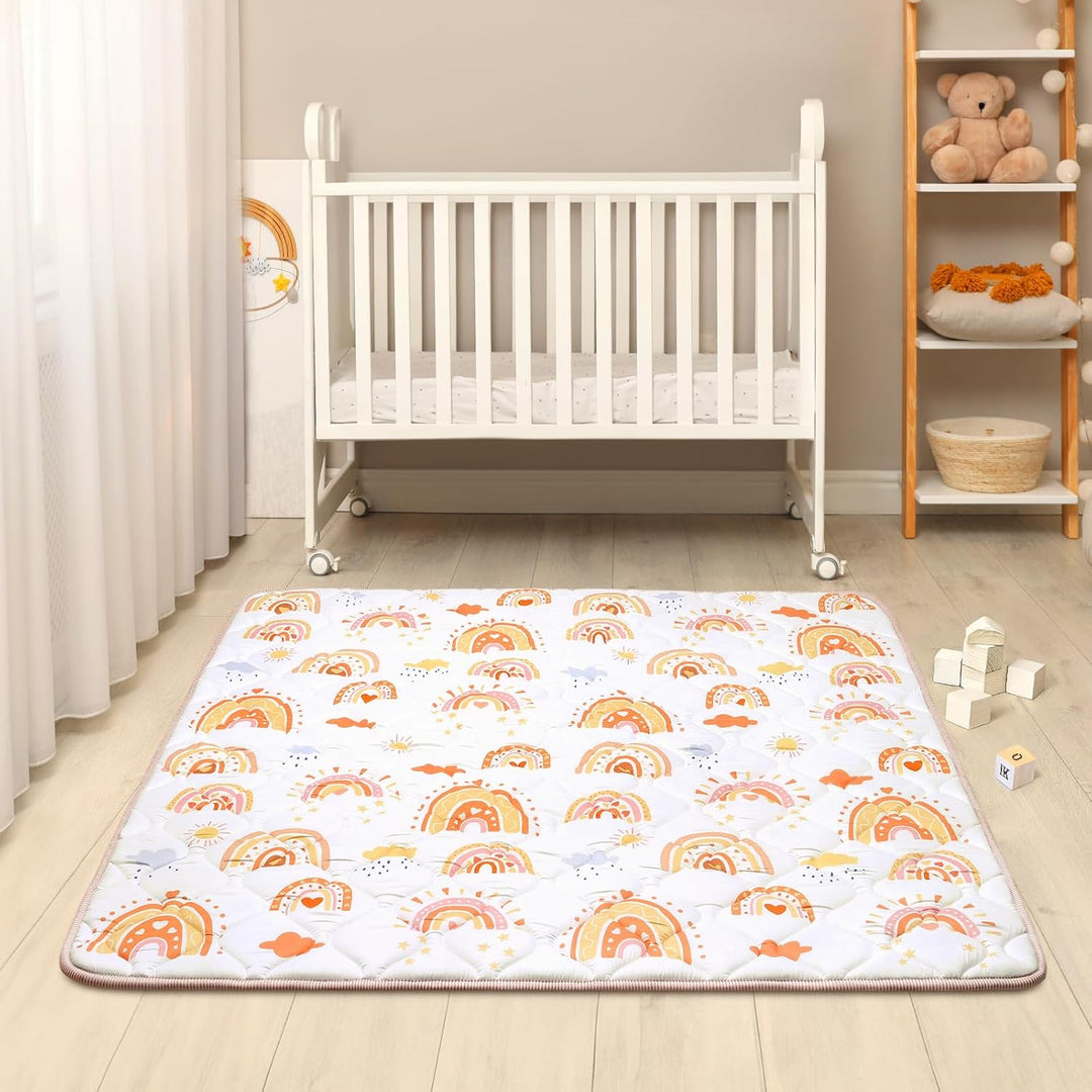 Spielmatte Baby 127×127cm mit Rutschfest, Extra Dicke 2cm Weiche Krabbelmatte Baby, Faltbar Krabbeld