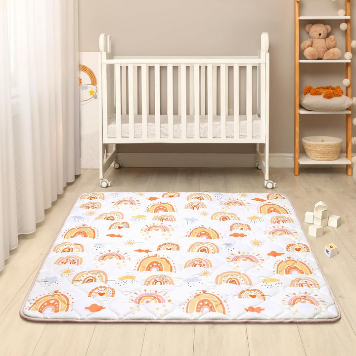 Spielmatte Baby 127×127cm mit Rutschfest, Extra Dicke 2cm Weiche Krabbelmatte Baby, Faltbar Krabbeld
