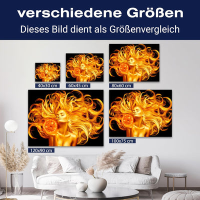 wandmotiv24 Leinwand-Bild Gold Collection, Grösse 60x45cm, Querformat, goldene Frau, Super-nova, Son