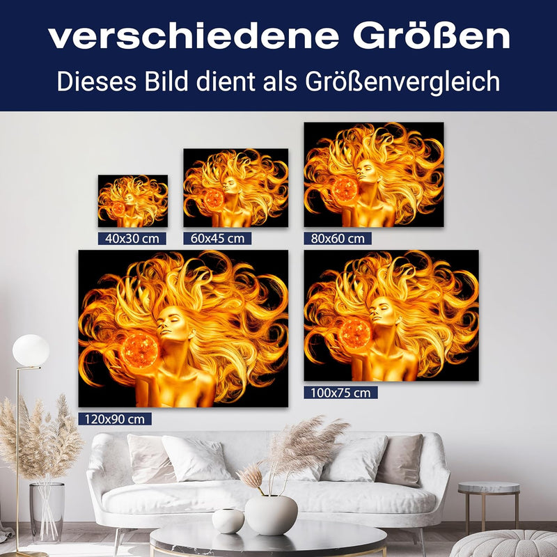 wandmotiv24 Leinwand-Bild Gold Collection, Grösse 40x30cm, Querformat, goldene Frau, Super-nova, Son