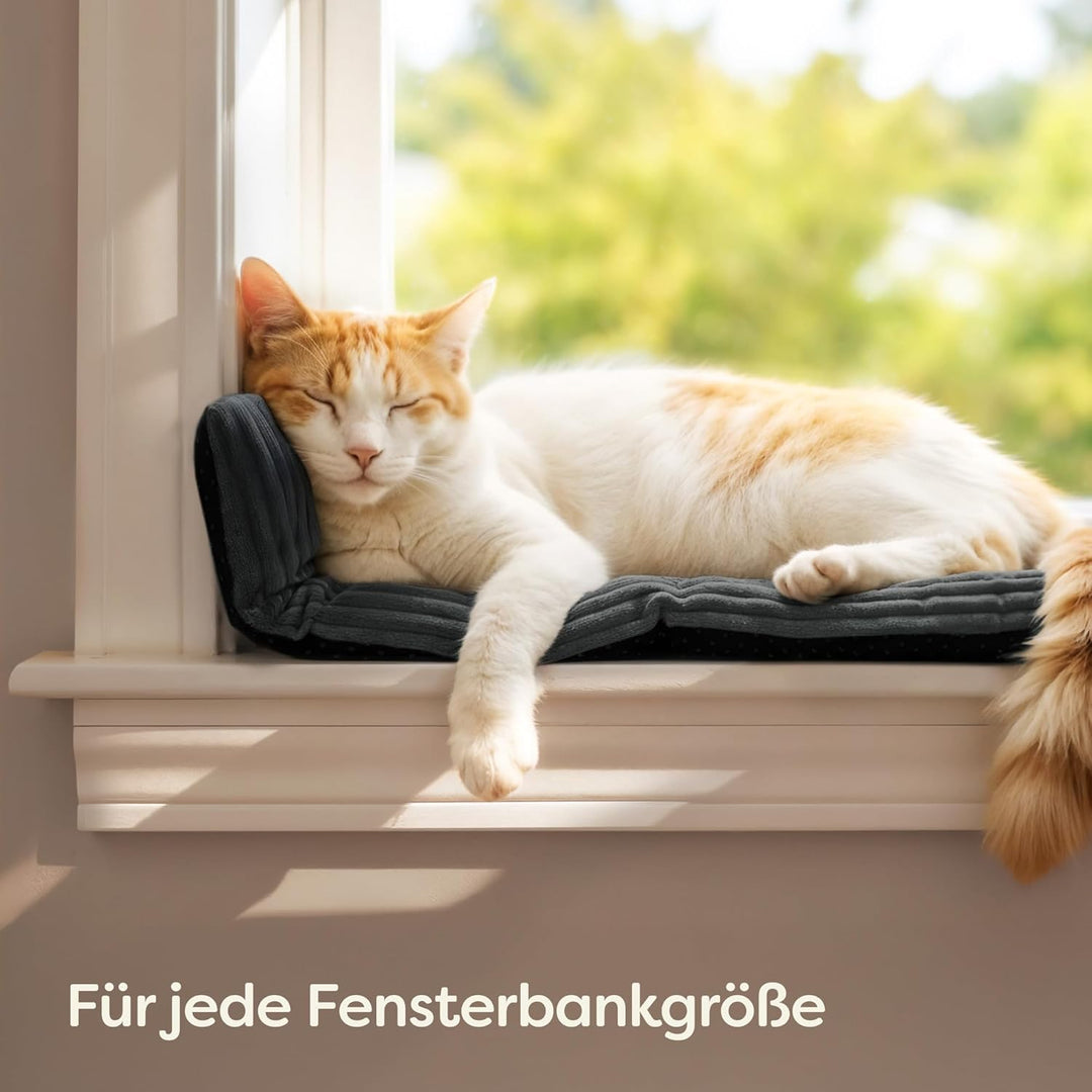 Fensterbank Katzenliege 90 x 28 cm - Selbstwärmende ohne Strom - Weich & Geräuschdämpfend – Waschbar