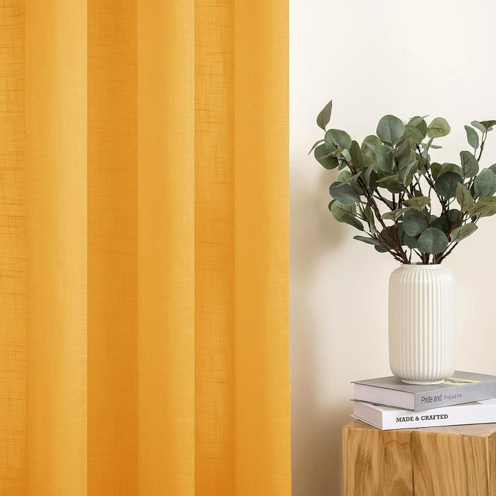 MIULEE 2er Set Voile Vorhang Sheer Leinenvorhang mit Ösen Transparente Leinen Optik Gardine Ösenscha