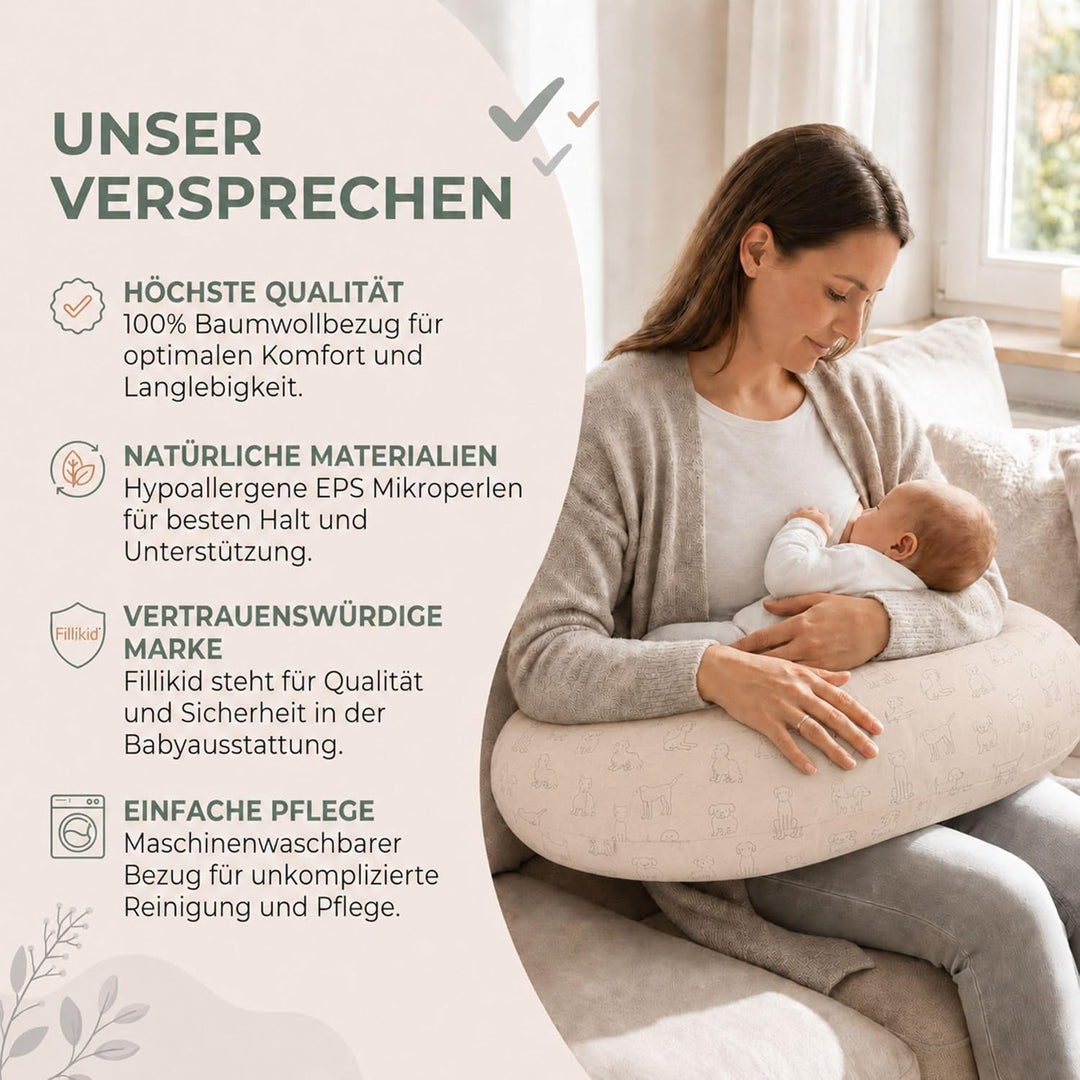 Fillikid Stillkissen EPS-Perlen 190 cm Exklusiv | XXL Stillkissen mit EPS Mikroperlen Länge 190 cm |
