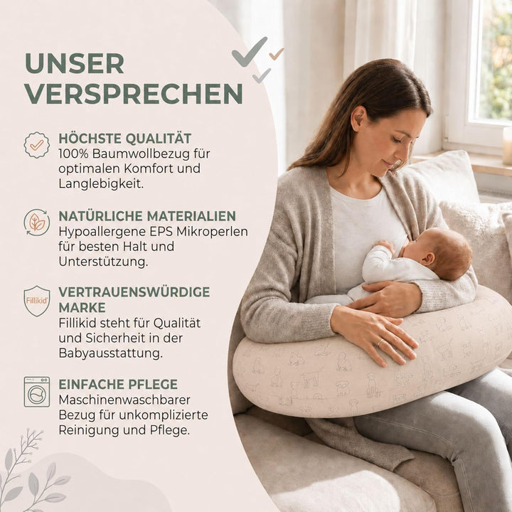 Fillikid Stillkissen EPS-Perlen 190 cm Exklusiv | XXL Stillkissen mit EPS Mikroperlen Länge 190 cm |
