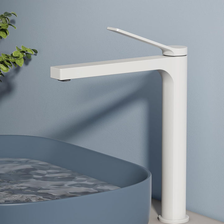 EMKE Wasserhahn Bad Weiss Matt, 335 x 233 x 46 mm, Messing, Keramikkartusche, Badarmatur, Mischbatte