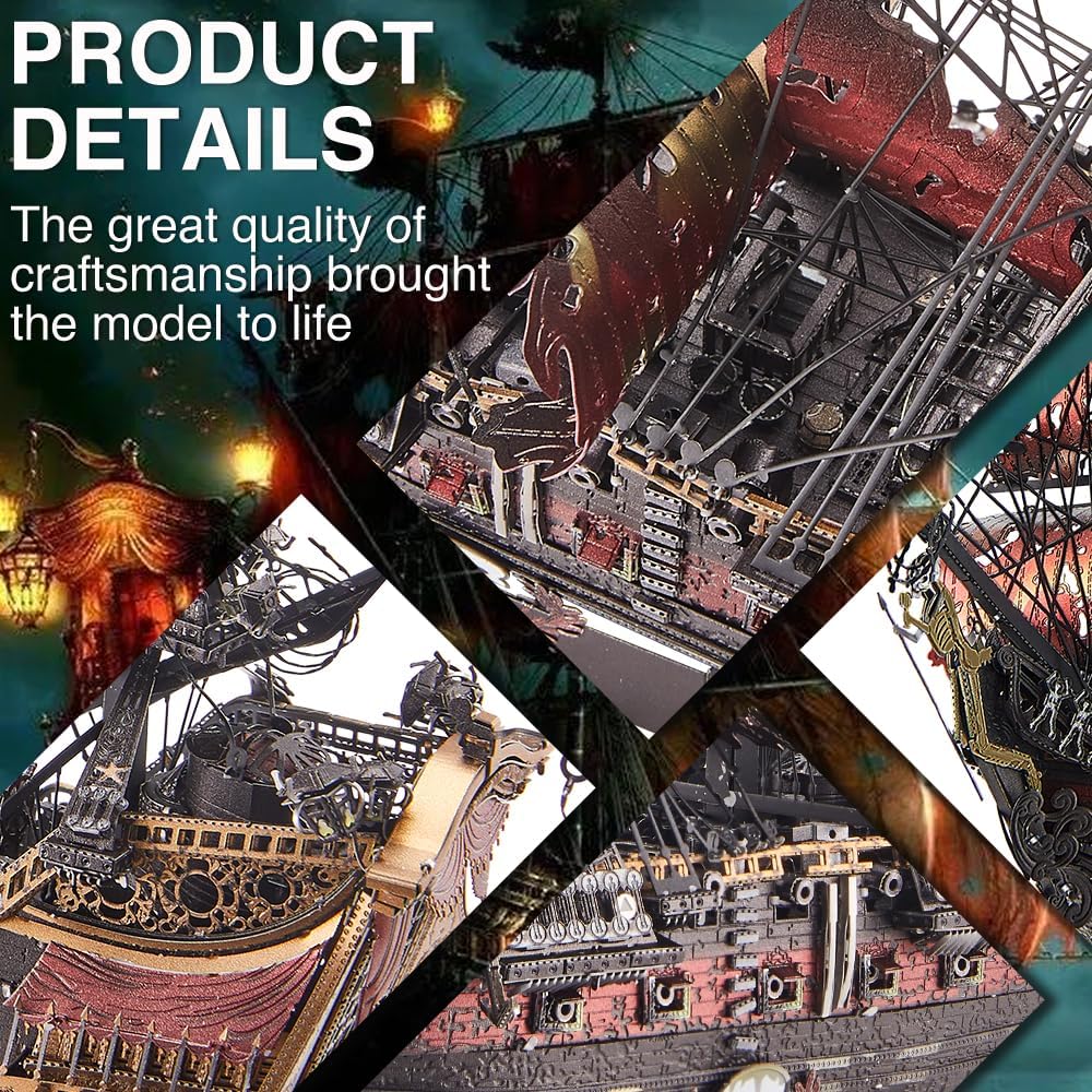 Piececool 3D Puzzle Metall Piratenschiff Queen Anne's Revenge, 3D Metall Puzzle Segelboot Schiffsset