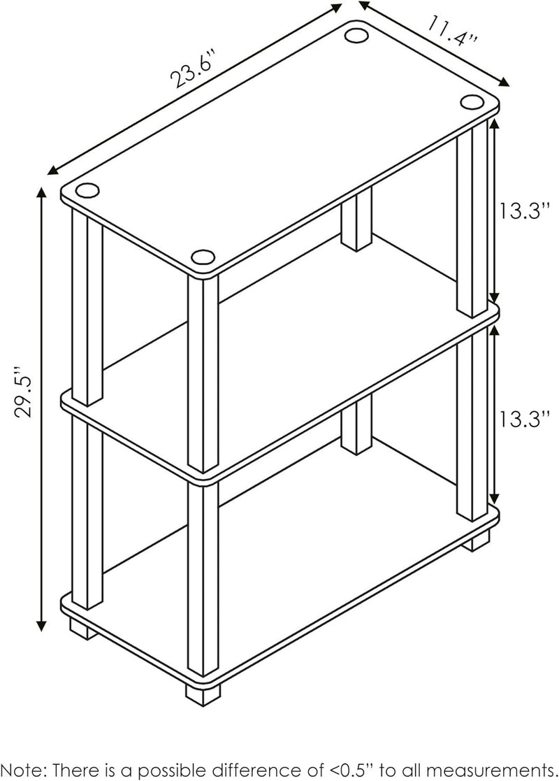 Furinno Compact Regalständer mit 3 Ablageflächen, holz, Französische Eiche Grau/Schwarz, 28.96 x 28.