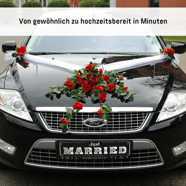 Autoschmuck Spitze STRAUss Auto Schmuck Braut Paar Rose Deko Dekoration Hochzeit Car Auto Wedding De