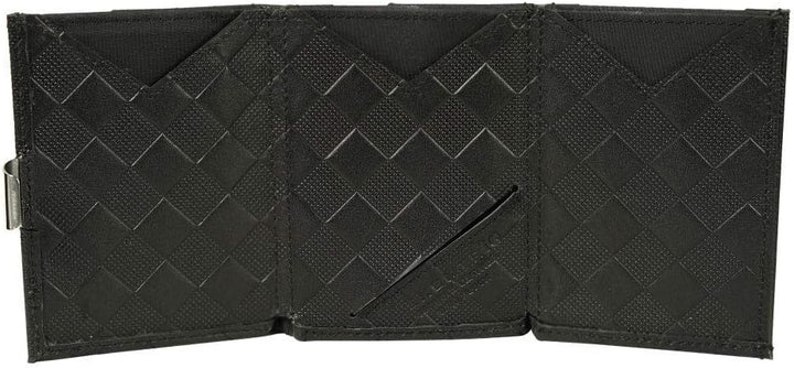 EXENTRI Leder Dreifachgefaltete Brieftasche aus Chess - RFID- Schutz mit Verschlussclip aus Edelstah