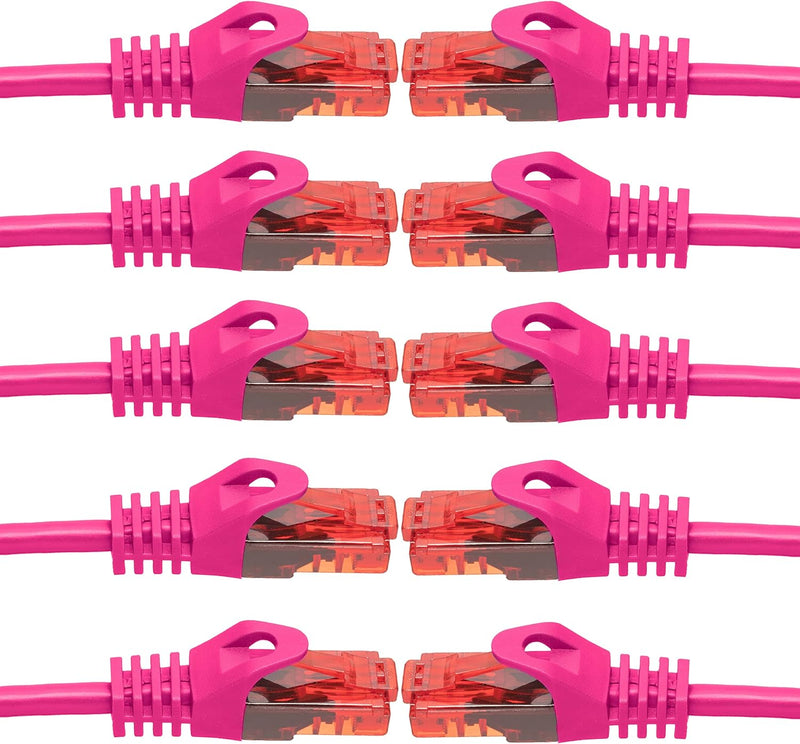 BIGtec - 10 Stück - 10m Gigabit Netzwerkkabel Patchkabel Ethernet LAN DSL Patch Kabel pink (2X RJ-45