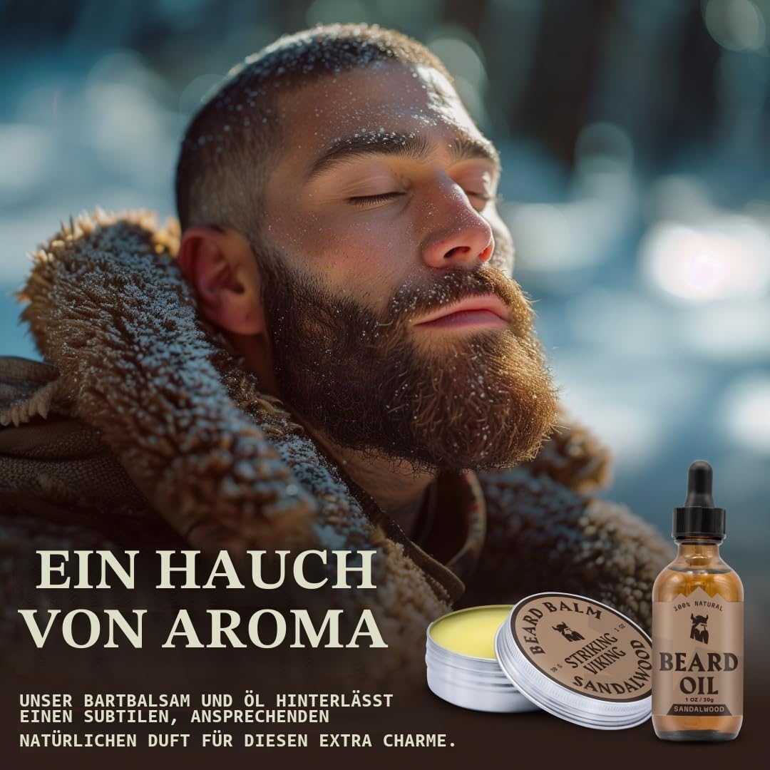 Striking Viking Bartöl und Bartbalsam - Bartpflege-Set für Männer mit natürlichem Bartöl und Bartbal