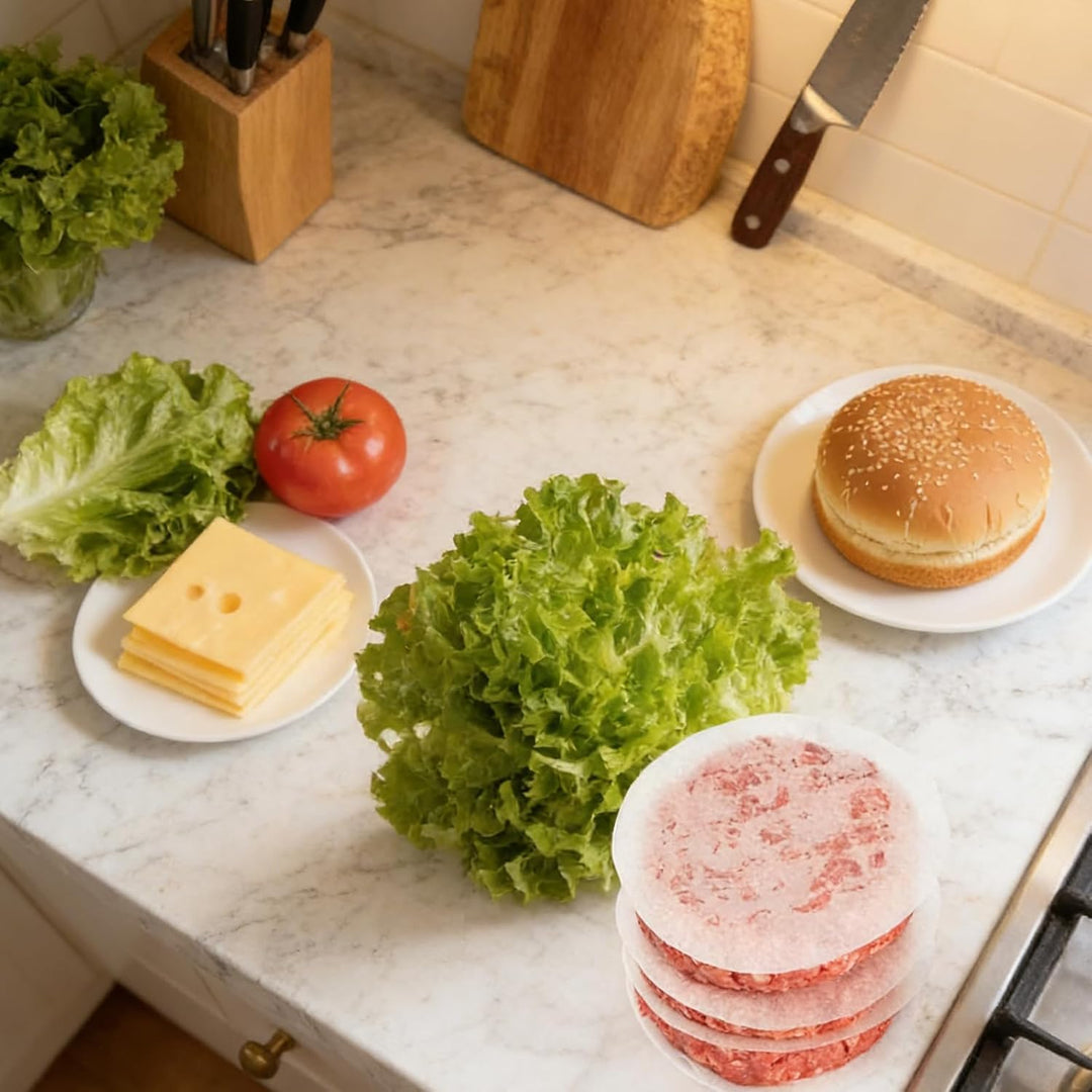 1500 Stück 11cm Burger Papier Rund, Antihaft Backpapier für Burgerpresse, Burger Patty Papier Trennp
