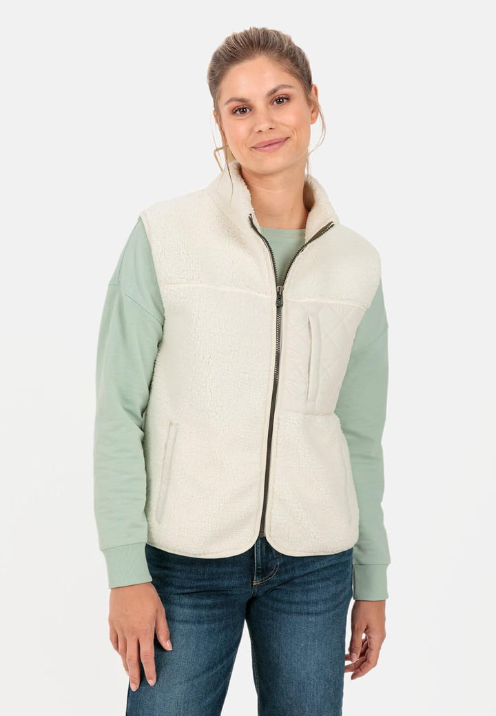camel active Damen Teddy Weste mit Stehkragen XXL Weiss, XXL Weiß