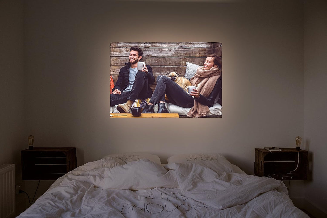 lightbox-multicolor.com LED Bild Ihr eigenes Motiv Foto als Leuchtbild 80 x 60 cm Front Lighted Made
