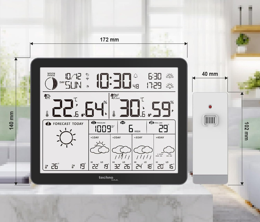 WD3000 - Wetterstation mit 4 Tage Wettervorhersage, Inklusive Aussensender, Daten auf der Station un