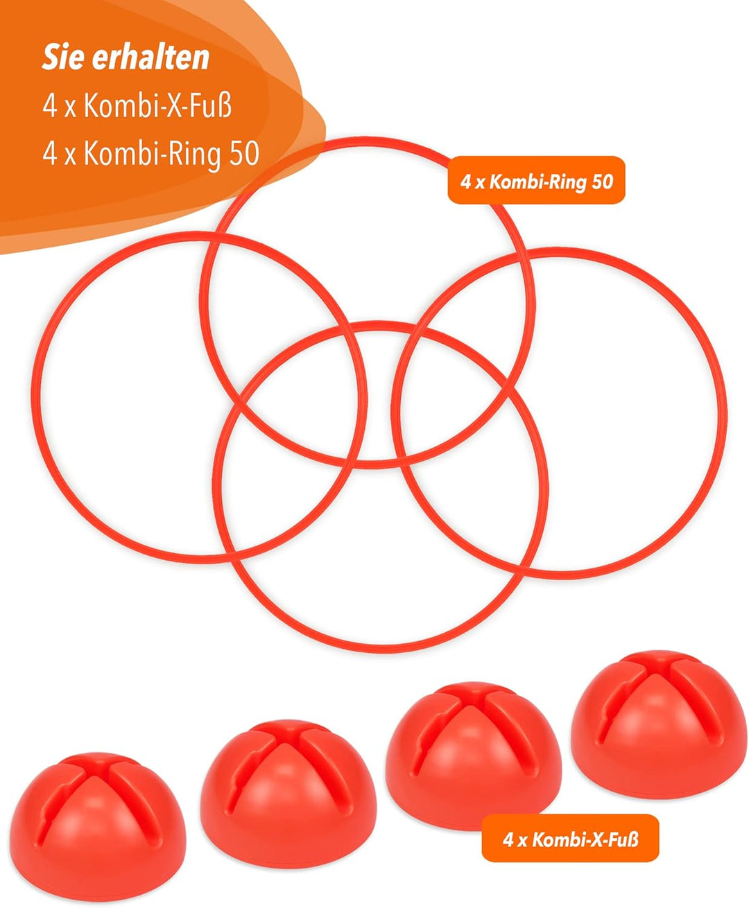 Kombi-X-Standfuss & Kombi-Ring 50 – 4er Set – Multi-Fuss zum Aufbau von Sprung- & Hürden-Parcours –