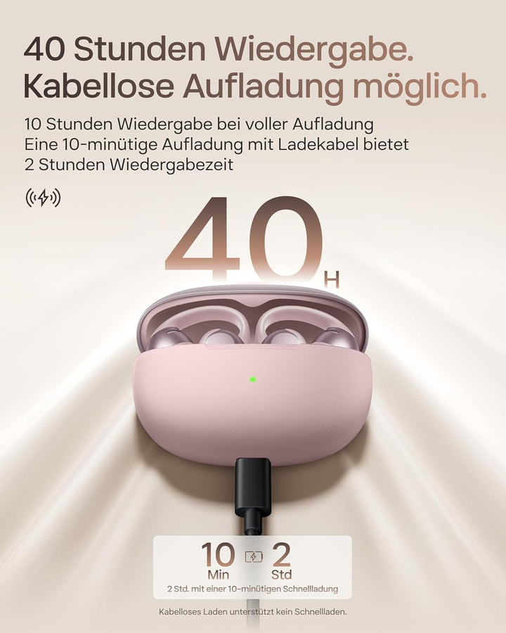 SHOKZ OpenDots ONE Open Ear Kopfhörer, Dolby Audio 6,5g Clip On Kopfhörer weiches Silikon, 40 Std. A