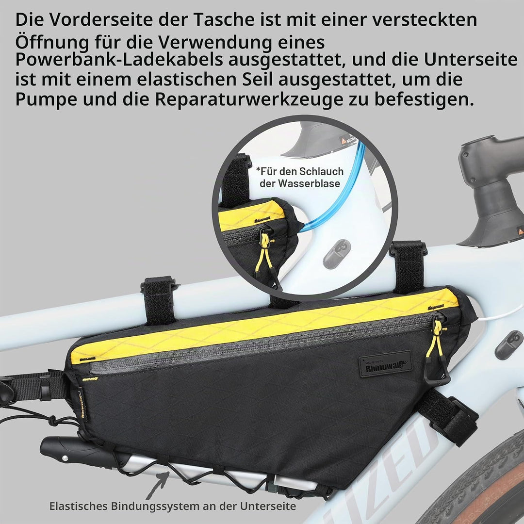 Rhinowalk Fahrrad-Dreieckstasche 2,9L – wasserdichte Rahmentasche mit YKK-Reissverschlüssen, Kabeldu