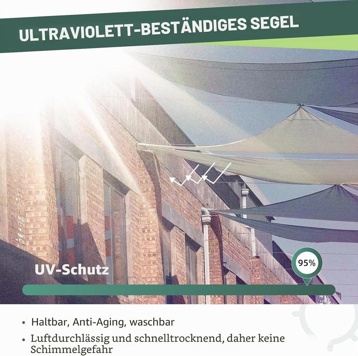 Triangle Sonnensegel, wasserdicht, 3 x 4 x 5 m, Sonnenschutz für den Aussenbereich, mit UV-Schutz fü