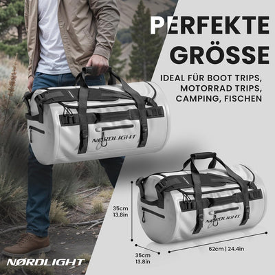 Wasserfeste Reisetasche Duffle Bag 60L - mit Rucksackfunktion (Anthrazit) | Praktische Aussen- und I